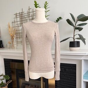 Wilfred Heather Taupe Long Sleeve Crewneck Top